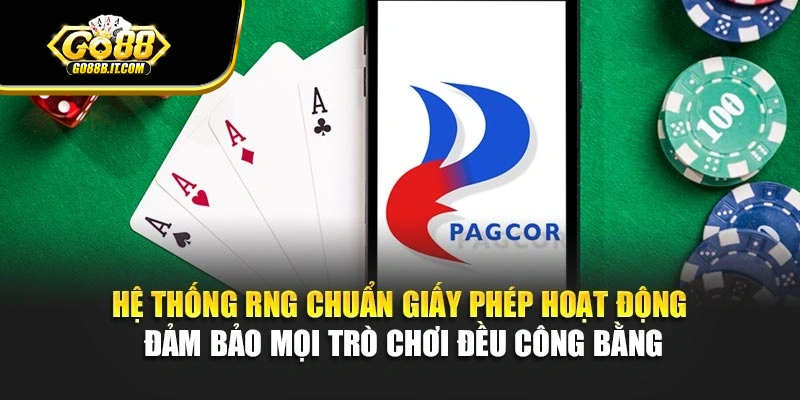 Hệ thống RNG chuẩn giấy phép hoạt động đảm bảo mọi trò chơi đều công bằng