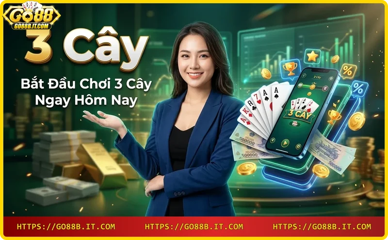 Đôi tay cầm ba lá bài K vàng rực rỡ trên nền casino sang trọng