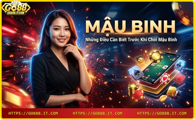 Mậu binh: người chơi đang suy nghĩ xếp bài trên điện thoại Go88